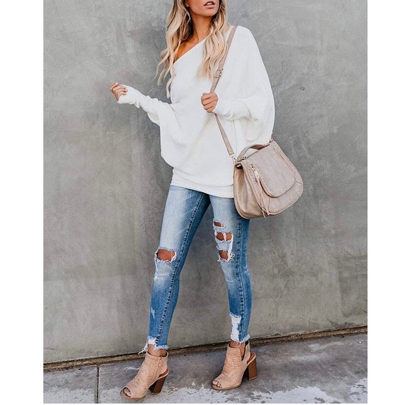 ✦NEW Off Shoulder Batwing Sleeve Sweater Top✦ - Picture 3 of 6